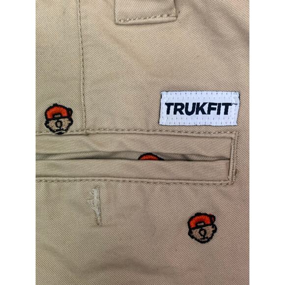 TRUKFIT khaki Chino flat front Embroidered all over pants 34 x 32 100% cotton - Picture 8 of 10